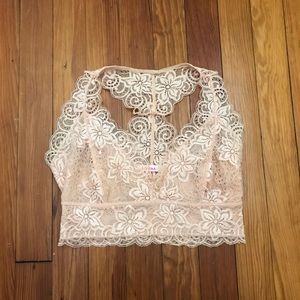 Pink bralette / lace bralette SIZE MED